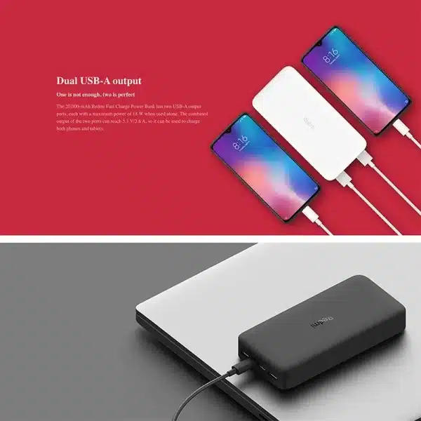 Xiaomi Redmi 20000mAh Power Bank | 18W Fast Charging | USB Type C and Micro USB Ports | Low Power Mode | Brand New With Warranty - Image 5