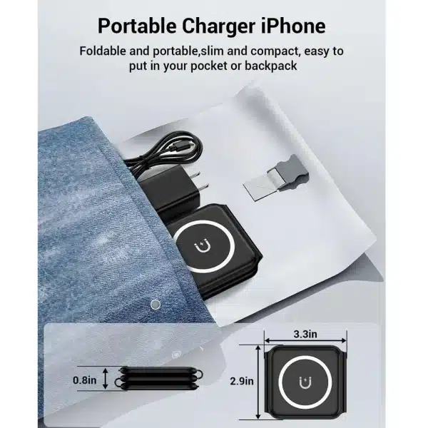 100W 3 IN 1 Foldable Wireless Charger for iPhone 15 14 13 Apple Watch AirPods Fast Charging Dock Station Foldable Stand Charge - Image 2