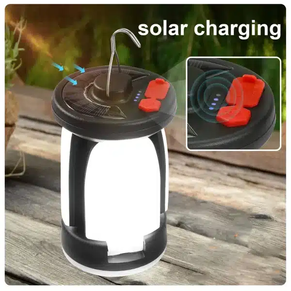 High Power Solar LED Camping Lantern Rechargeable 4500mAh 1000LM Emergency Power Bank Foldable 6 Light Modes for Camping Fishing - Image 3