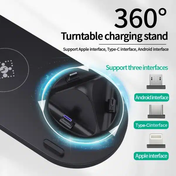 5 in 1 Wireless Charger Stand Dock for Apple Watch 8 7 6 5 4 3 iPhone 13 12 11 Xs 8 Airpods Pro Wireless Fast Charging Station - Image 2