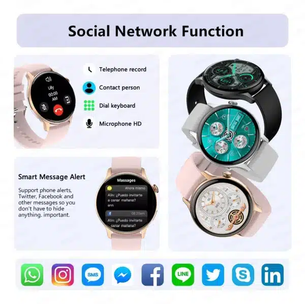 2024 New NFC Smart Watch Ladies 466*466 HD Screen Health Tracker Sports Voice Bluetooth Call Smartwatch Women For Huawei Xiaomi - Image 4