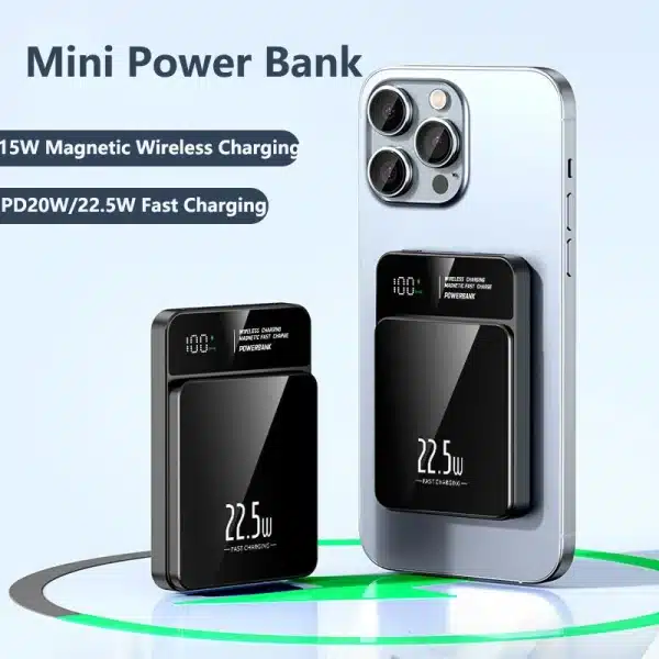 20000mAh Magnetic Wireless Charger Power Bank 22.5W Fast Charging for iPhone 15 14 13 12 11 Samsung Huawei Xiaomi Mini Powerbank - Image 2