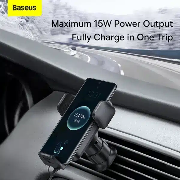 Baseus Qi 15W Wireless Car Phone Charger Holder Mount Bracket Fast Charging Holder For Samsung iPhone Car Phone Holder Mount - Image 2