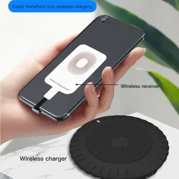 New Micro USB Type C Universal Fast Wireless Charger Adapter For Huawei iPhone for Android, Qi Wireless Charging Receiver - Image 4