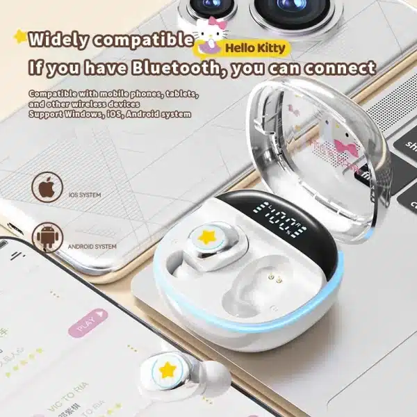 Sanrio BL47 TWS Earbuds Hello Kitty Bluetooth 5.4 Headphones Cute Kuromi Wireless Headsets Kawaii My Melody Noise Reduction - Image 4