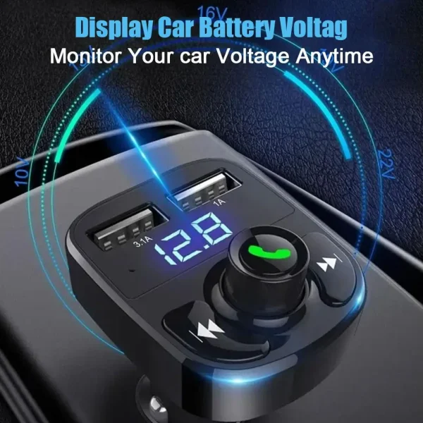 Car Charger Wireless Bluetooth 5.0 FM Transmitter Mp3 Music Stereo Adapter Dual USB Port Charger Car Accessories - Image 2
