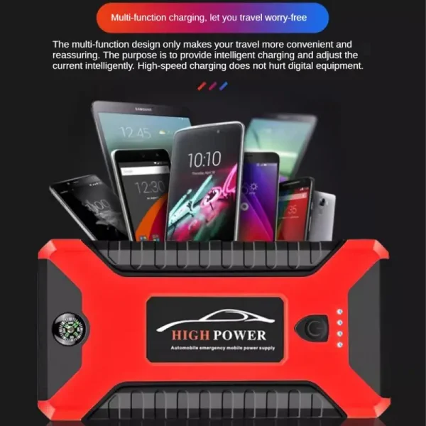 12V Portable 300A Car Battery Jump Starter Booster Pack Power Bank with LED Flashlight multifunction jump starter 20000mAh - Image 6