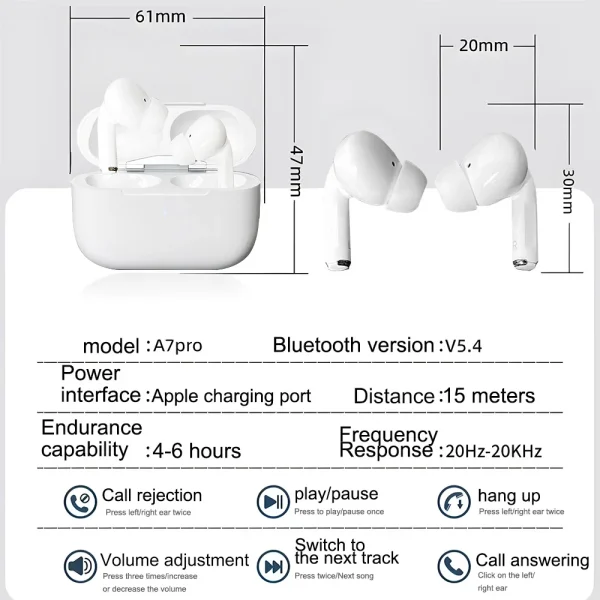 Air Pro Wireless Earbuds Bluetooth Earphones For Xiaomi iPhone Samsung ANC Wireless 5.4 Headphone Game Sports Microphone HiFi - Image 3
