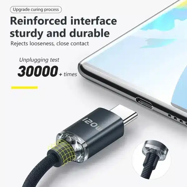 120W USB Type C fast charging cable suitable for Redmi Note 13 Pro Turbo ultra fast charging data cable suitable for - Image 2