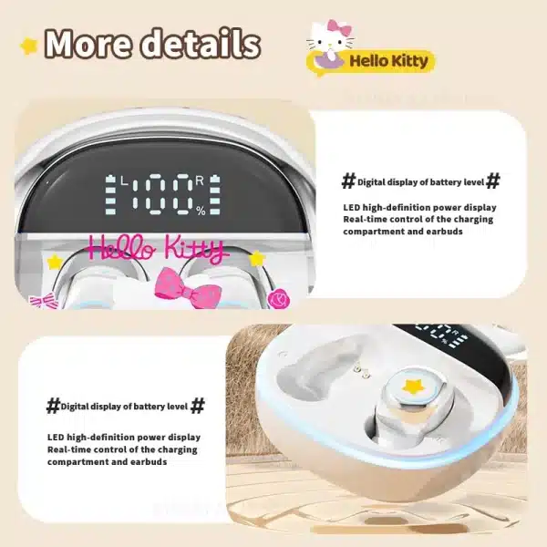 Sanrio BL47 TWS Earbuds Hello Kitty Bluetooth 5.4 Headphones Cute Kuromi Wireless Headsets Kawaii My Melody Noise Reduction - Image 5