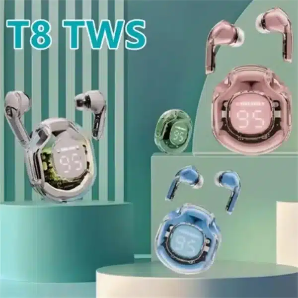 T8 TWS Wireless Bluetooth Headset Wireless Headphones Sport Gaming Headset Noise Reduction Earbuds Bass Touch Control for Phones - Image 2