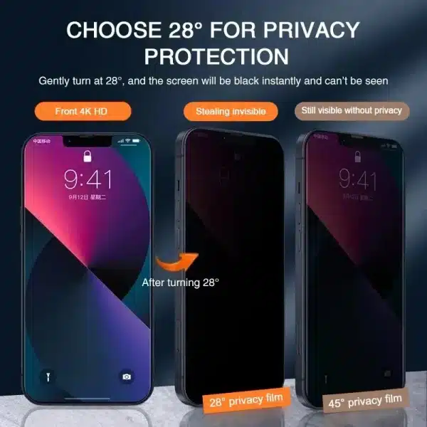 1-4pcs Privacy Screen Protectors IPhone 15 13 11 12 14 Pro Mini 7 8 Plus Anti-spy Tempered Glass For Iphone X XS Max XR - Image 3