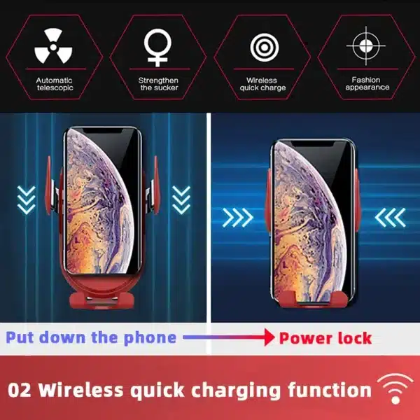 S11 Fashion Qi Fast Wireless Charger Car Phone Holder Smart Infrared Sensor Air Vent Mount Automatic Clamping Mobile Phone Stand - Image 4