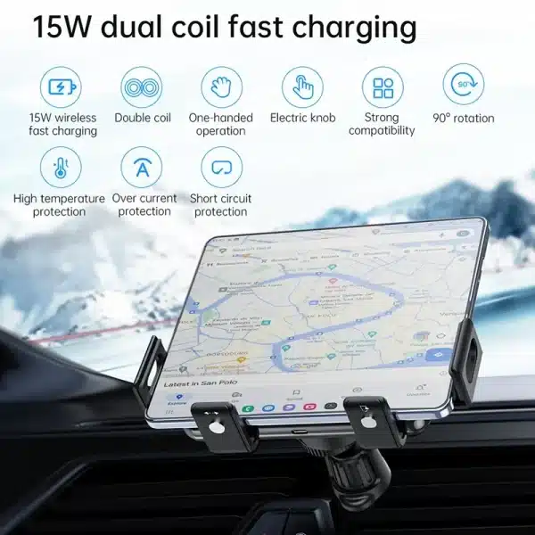 Dual Coil Fold Screen Car Wireless Charger For Samsung Galaxy Z Fold 3 2 Flip 4 3 iPhone Fast Phone Charging Vent Mount Holder - Image 4