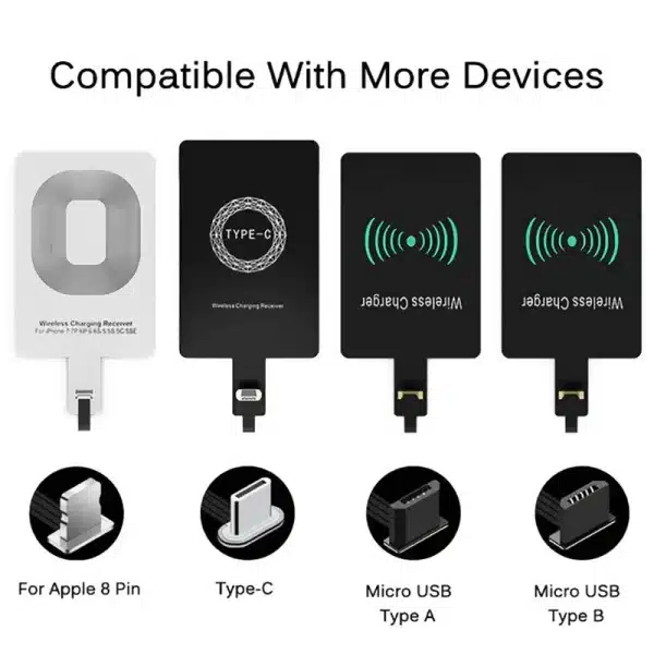 New Micro USB Type C Universal Fast Wireless Charger Adapter For Huawei iPhone for Android, Qi Wireless Charging Receiver - Image 3