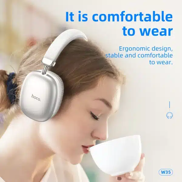 HOCO W35 HiFi Audio Wireless Bluetooth 5.3 40MM Headphone Music Headset Game Sport Handsfree Earbud with MIC Support TF Card AUX - Image 3