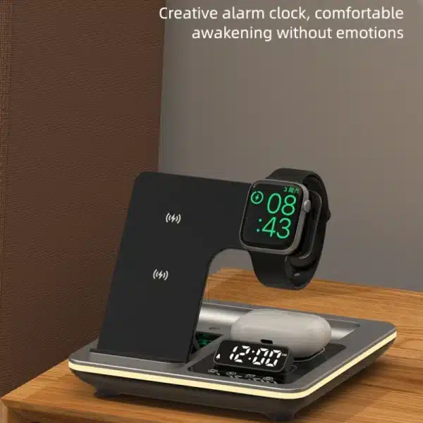 New 5 in 1 Protable Wireless Fast Charger Dock Station for Galaxy S25 Ultra S24/S23 Watch 7/6/5/4/3/2 Classic with Warm Light - Image 5