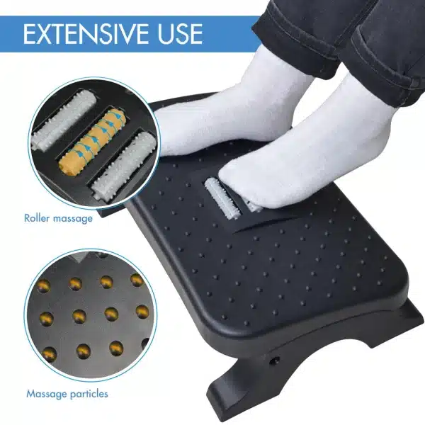 Under Desk Footrest Ergonomic Foot Stool with Massage Rollers Max-Load 120Lbs Desk Leg Rest Pain Relief for Home Office Work - Image 3
