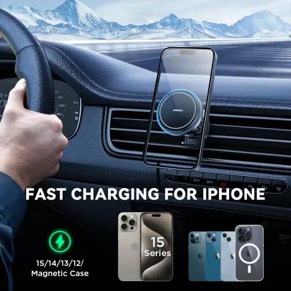 JOYROOM 15W Wireless Car Charger Mount Magnetic Car Phone Holder Fast Charging for iPhone 15 14 13 12 Pro Max and MagSafe Case - Image 6