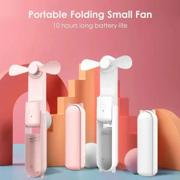 Portable Fan Super Mini Handheld Fan USB Rechargeable Fan Foldable Hand Held Small Pocket Fan with 2000mAh Power Bank 3 Gears - Image 2