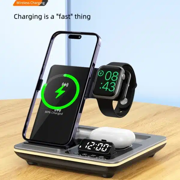 New 5 in 1 Protable Wireless Fast Charger Dock Station for Galaxy S25 Ultra S24/S23 Watch 7/6/5/4/3/2 Classic with Warm Light - Image 2