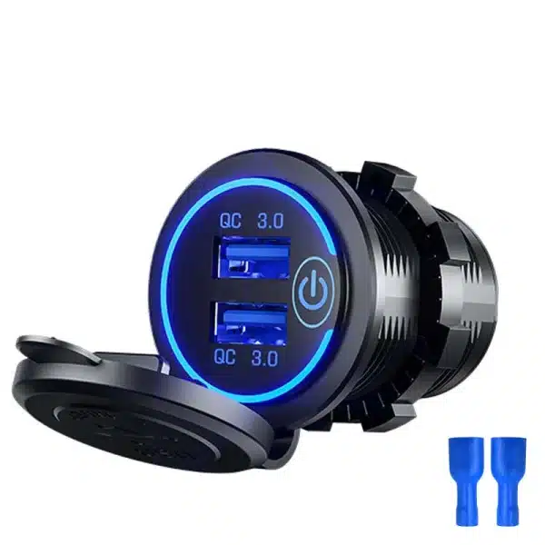 Dual QC 3.0 Dual USB Fast Car Charger Socket 12V/24V waterproof with Switch Auto Car Quckly Charge Adapter Power Outlet - Image 6