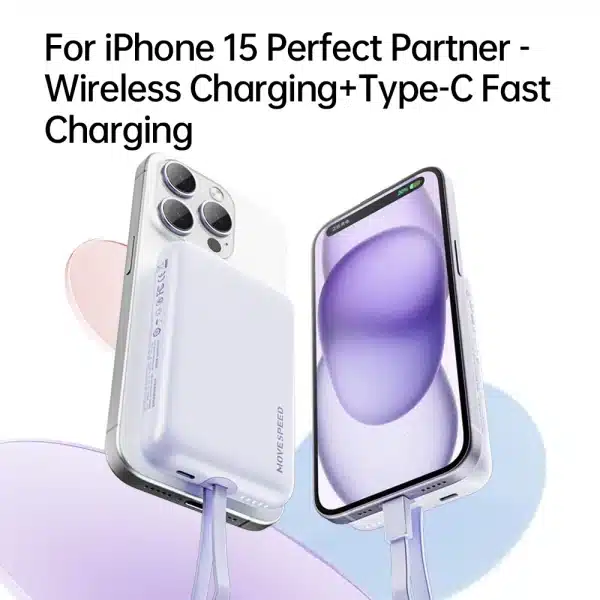MOVESPEED L10 Magnetic Power Bank 10000mAh Portable External Battery Built-in Type C Cable for MagSafe Powerbank for iPhone 16 - Image 2