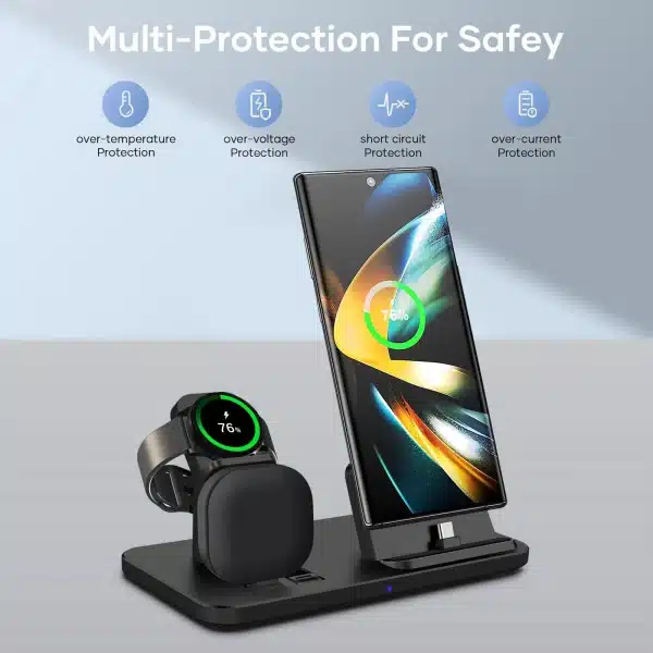 3 In 1 15W Fast Wireless Charger Stand For Samsung S24 S23 S22 S21 Samsung Galaxy watch 7 6 5 4 Buds 2/Pro Charging Station - Image 3