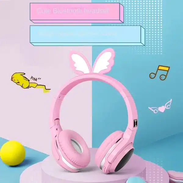 Bluetooth Pikachu Children's Headphone Wireless Neckband Headphones Cartoon Headset Music Earphones Live Stream Learning Earbuds - Image 2