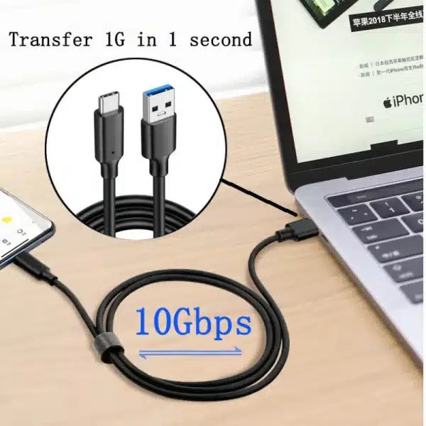 USB3.2 10Gbps Type C Cable USB A to Type-C 3.2 Gen2 Cable Data Transfer USB C SSD Hard Disk Cable 3A PD 60W QC 3.0 Fast Charging - Image 2