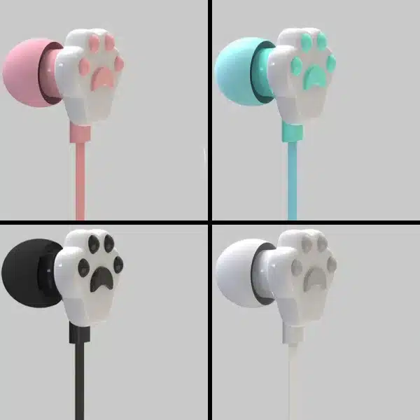 Cat Paw Earbuds Stereo 3.5mm In-Ear Headphones with Mic Earpiece Fashion Sports Wired Headset for Smartphone MP3 iPad PC Music - Image 2