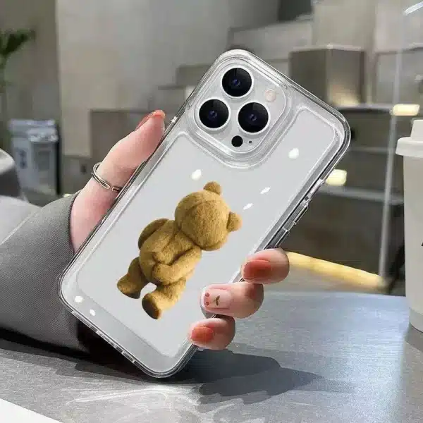 Teddy Bear Couple Cartoon Phone Case For iPhone 15 14 13 12 11 Pro Max XS XR X 7 8 Plus Soft Clear Shockproof Bumper Back Cover - Image 3