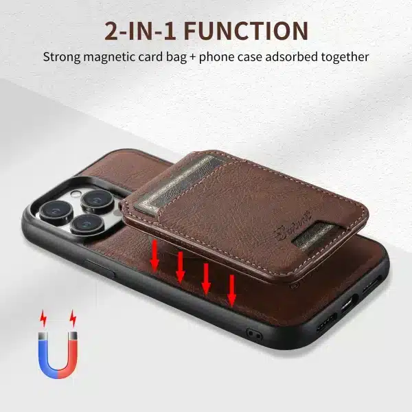 SUTENI Wallet Phone Case Card Holder Leather Magnetic Pocket Cover For Wireless Charging For iPhone 12 13 14 16 ProMax 15Plus - Image 2