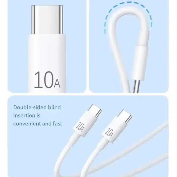 NNBILI Samsung MI universal fast charger, high-speed data transfer cable, 120W, 10A, PD, USB dual C to C type - Image 2