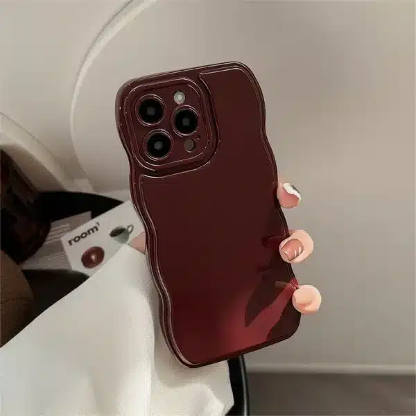 Korean Air Cushion Wave Gorgeous Wine Red Phone Case For iPhone 16 11 12 13 14 Plus 15 Pro Max Protection Shockproof Soft Cover - Image 3