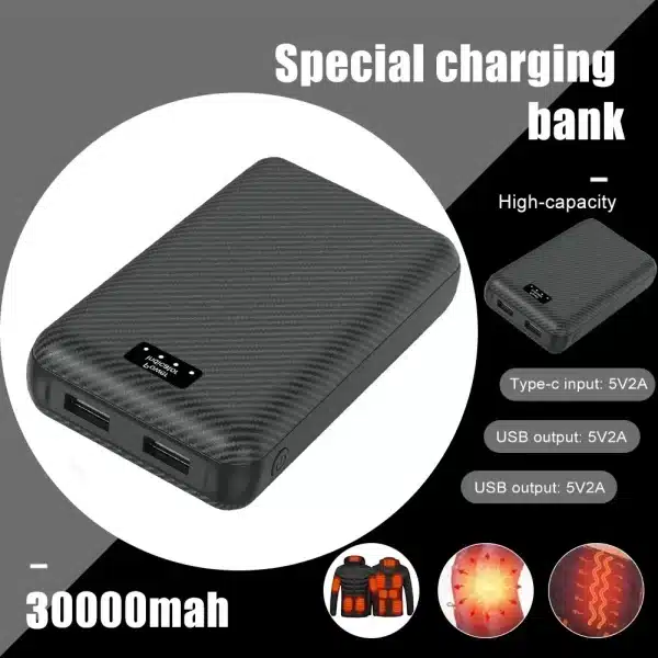 40000mAh PowerBank 7.4V DC Big Battery Portable Mobile Power Supply for Heating Vest Jacket Gloves Electric Heating Equipment - Image 2