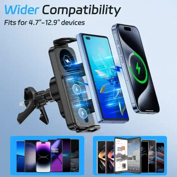 Car Wireless Charger Stand Fold Screen Fast Charging For Samsung Galaxy Z Fold 6 5 4 S24 Ultra iPhone 16 15 14 Pro Phone Holder - Image 3