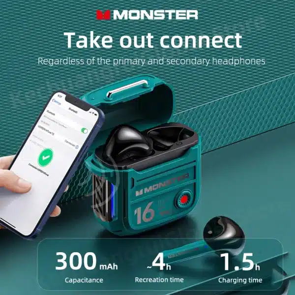 Monster XKT16 Bluetooth 5.3 Earphones Mechanical Design Wireless Headphones Gamer Headset TWS Noise Reduction Sports Earbuds New - Image 3