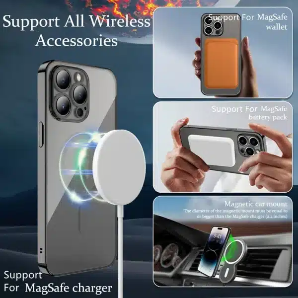 Fashion Plating For Magsafe Magnetic Wireless Charger Case For iPhone 16 15 14 Plus 13 12 11 Pro Max Camera Lens Protector Cover - Image 5