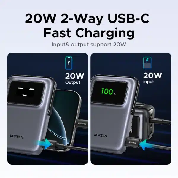 UGREEN 20W 10000mAh Power Bank Magnetic Wireless Fast Charging PowerBank for MagSafe for iPhone 16 Pro Portable External Battery - Image 5