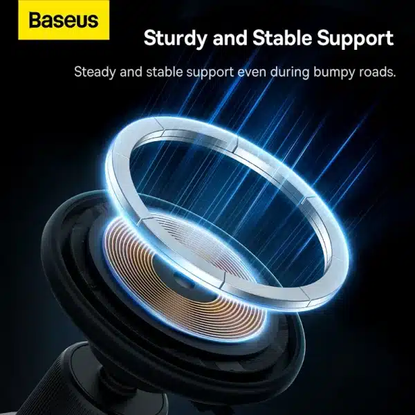 Baseus Car Phone Holder Wireless Charger Pad for iPhone 14 13 12 Pro Max Samsung 15W LED Fast Charge Magnetic Wireless Charger - Image 4