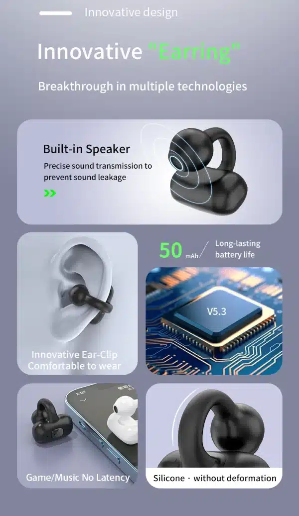 Wireless Bluetooth 5.3 Earphones Noise Reduction TWS Headphones Lightweight Comfortable Headset Sports Earbuds Ear Hook with Mic - Image 4