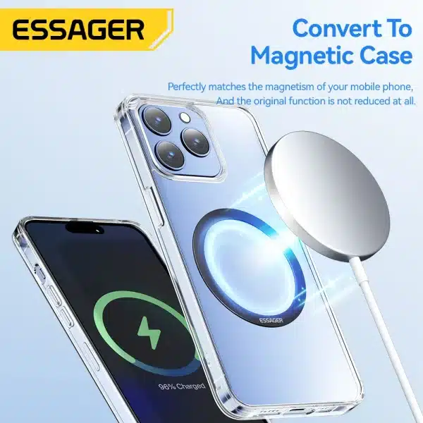 Essager 2PCS Magnetic Metal Ring for Magsafe iPhone 15 14 13 12Pro Android Phones Plate Sticker Rings For Wireless Charger Stand - Image 3