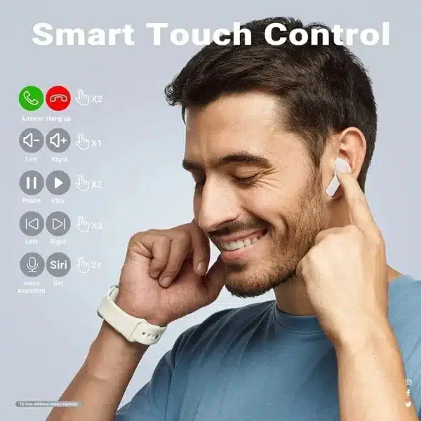 (Buy Earphone And Get: Protective Case + Lanyard)T2 Gaming Earbuds TWS Bluetooth 5.3 HIFI Bass Wireless Headphone Sports Headset - Image 4