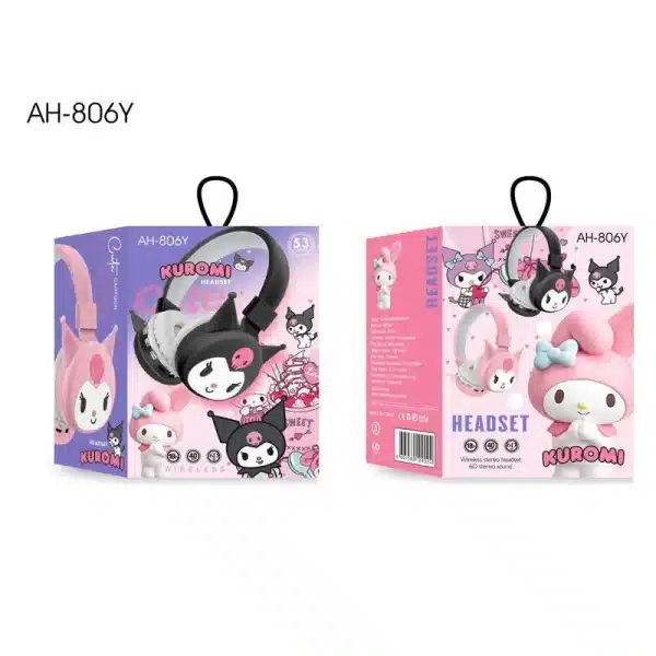 Sanrio Hello Kitty Kuromi Bluetooth Headphone Wireless Headsets Cartoon with Mic Foldable Lightweight Earphone for Phones Laptop - Image 5