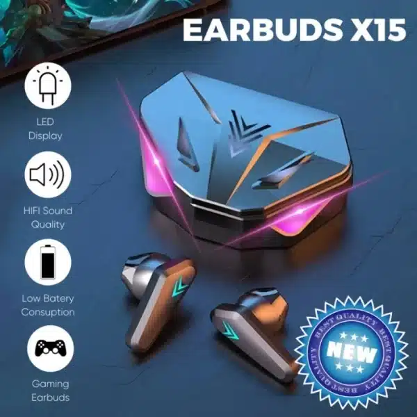 X15 TWS Gaming Earbuds Wireless Bluetooth Earphones With Mic Bass Audio Sound Positioning 9D Stereo Music HiFi Headset For Gamer - Image 2