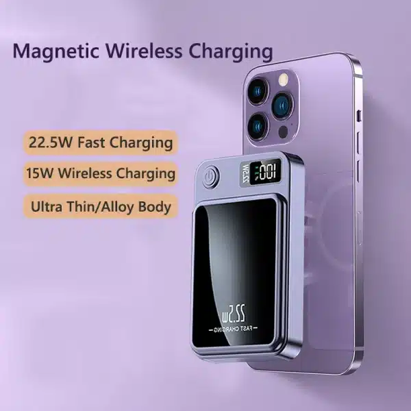 20000mAh Magnetic Qi Wireless Charger Power Bank 22.5W Fast Charging for iPhone 14 13 12 15 Samsung Huawei Xiaomi Mini Powerbank - Image 2