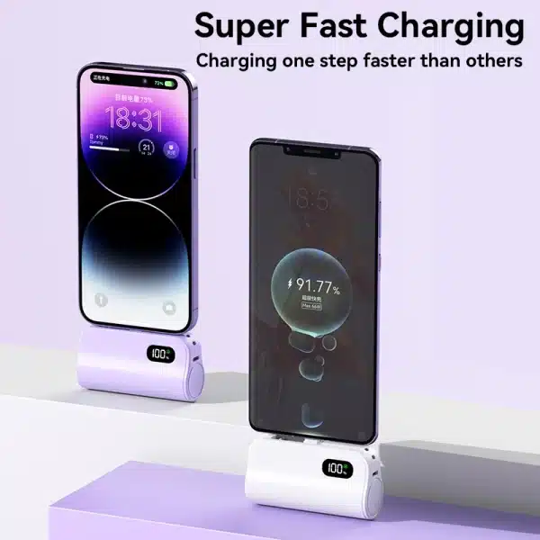 Xiaomi Mini 5000mAh Power Bank Built Cable Portable Mobile Phone Charger External Battery Capsule Powerbank For Type-C iPhone - Image 5