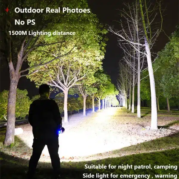 1500M Long Range 100W Most Powerful LED Flashligh Portable Spotlights USB Recharge Searchlight Outdoor Tactical Torch - Image 2
