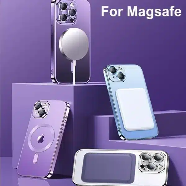 Magnetic Plating Case For iPhone 16 15 14 Plus 13 12 11 Pro Max Camera Lens Protector Glass For Magsafe Wireless Charger Cover - Image 3